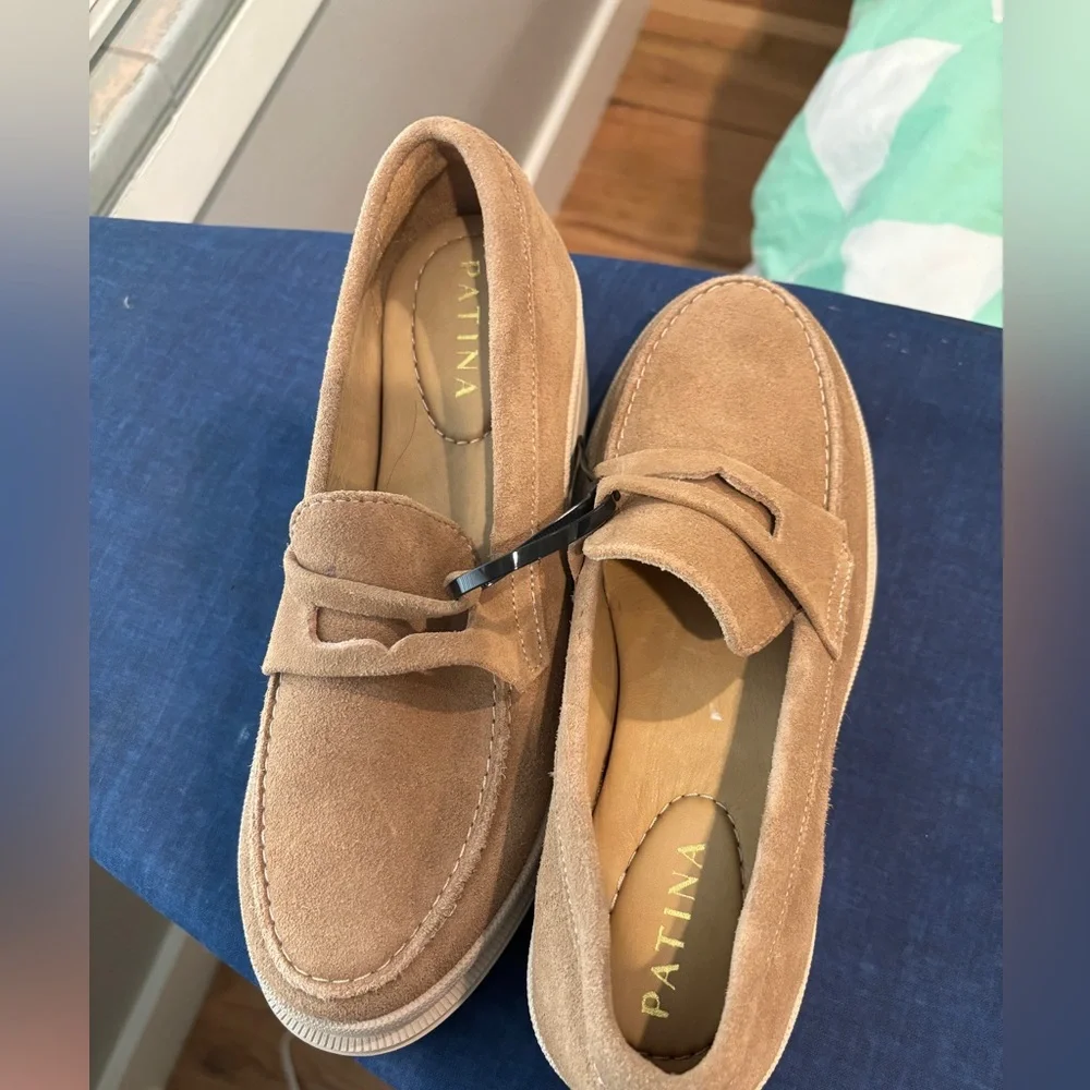 Patina from Portland Leathers Zoe taupe Chunky Loafer Like New Size 7 1/2 - Picture 3 of 5